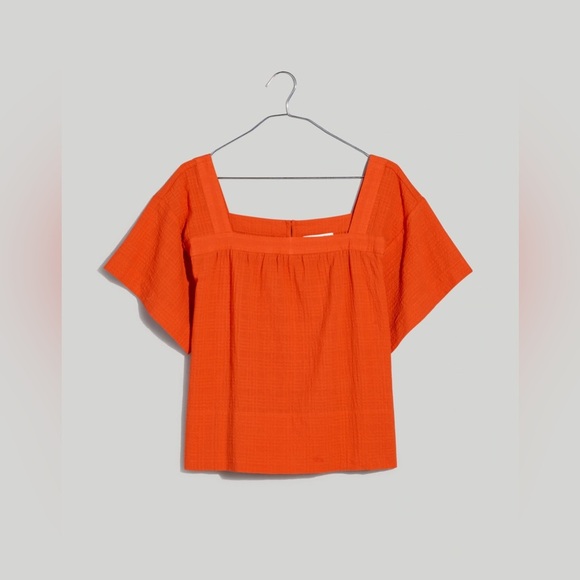Madewell Square-Neck Short-Sleeve Popover Top in Roasted Squash - Size M - Picture 5 of 5